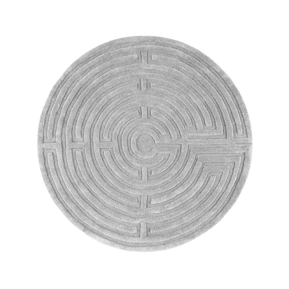 Tapis Minilabyrinthe rond, gris argent (gris), 130 cm Kateha