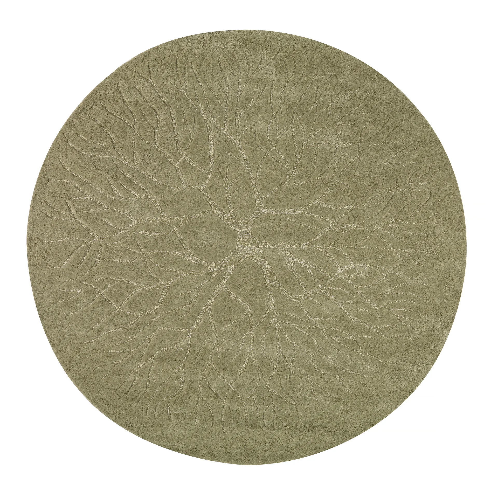 Tapis tissé à la main nid d'oiseau Ø 220 cm, vert hiver Kateha