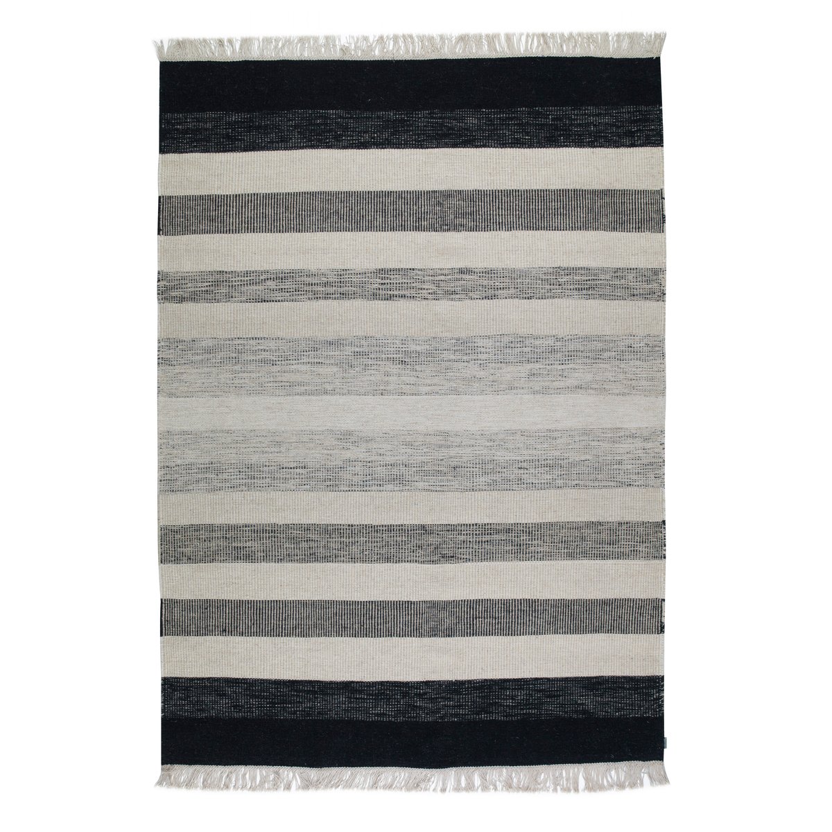 Kateha Tapis Tofta wave 170 x 240 cm Blanc-noir | Design Scandinave | Tapis en laine | Noir
