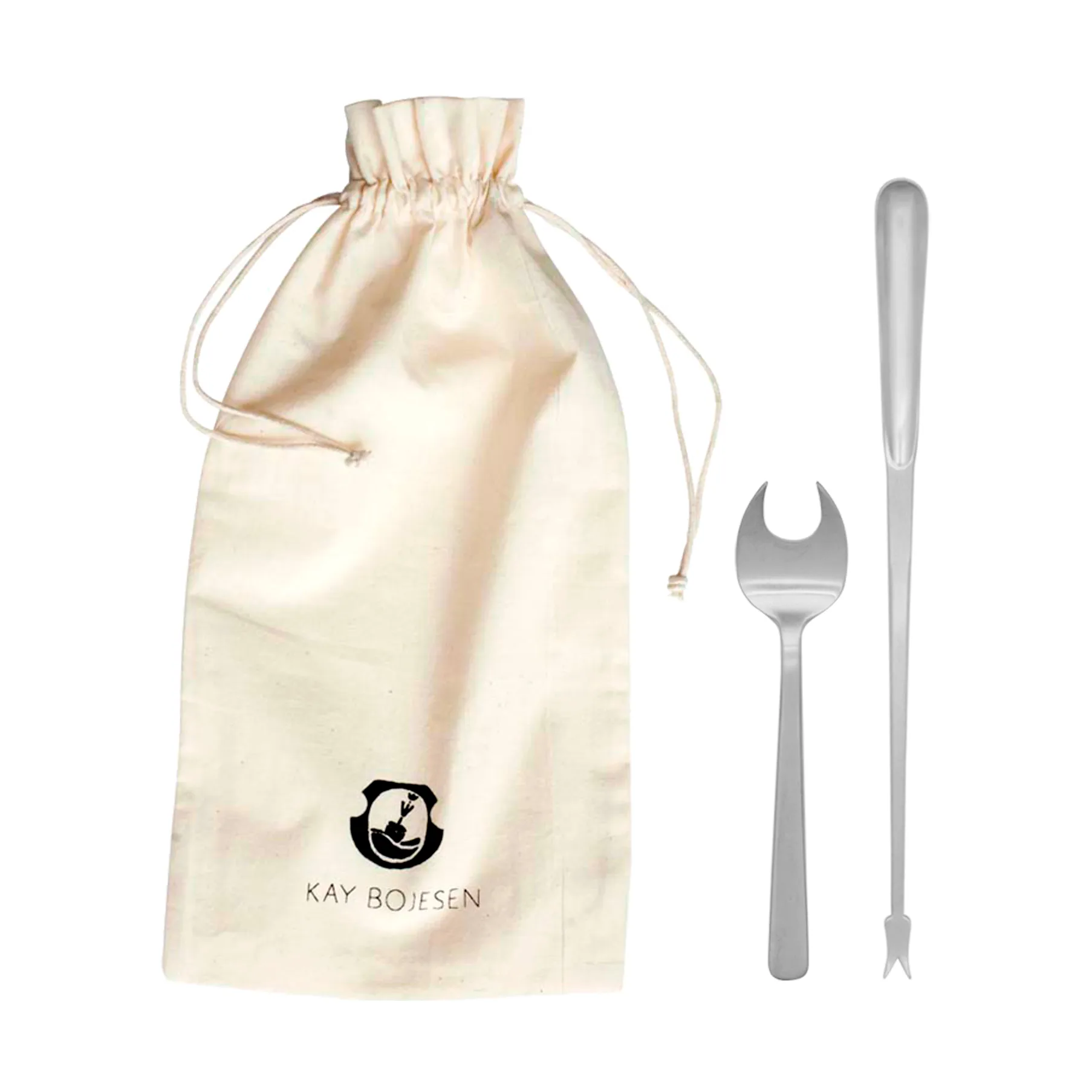 Couverts à fruits de mer Grand Prix 8 pièces, Matte steel Kay Bojesen