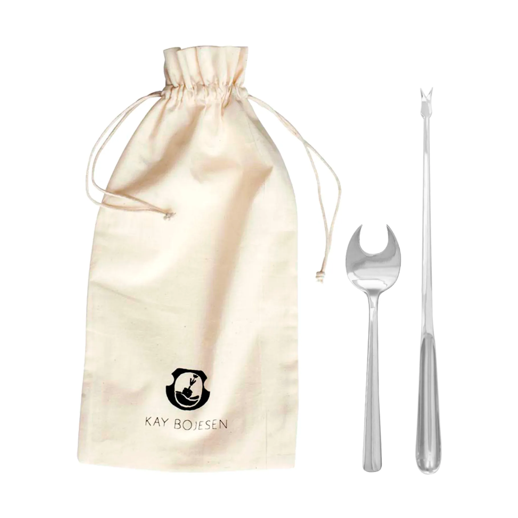 Couverts à fruits de mer Grand Prix 8 pièces, Polished steel Kay Bojesen