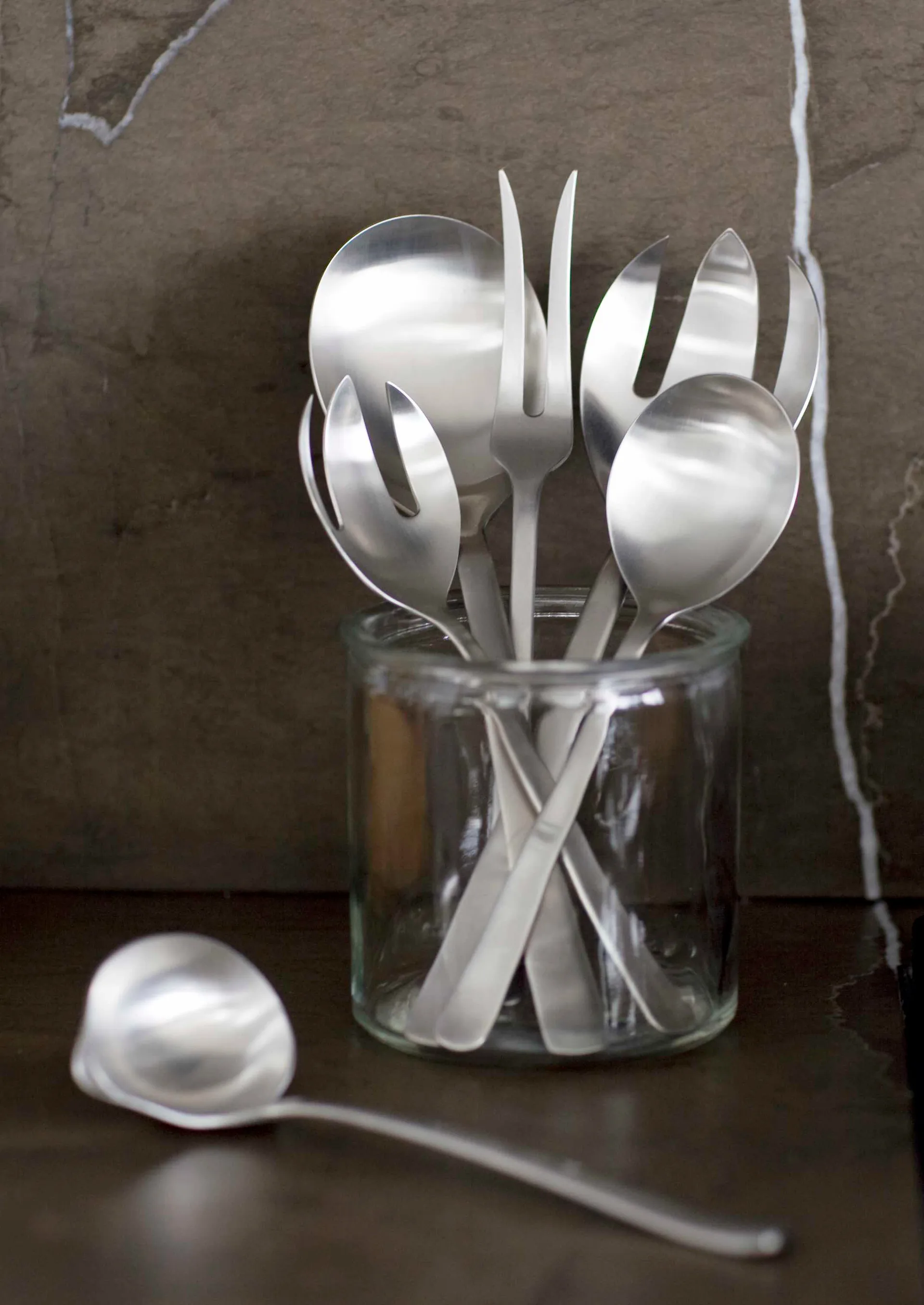 Couverts à salade Grand Prix 18,5 cm 2 pièces, Matte steel Kay Bojesen