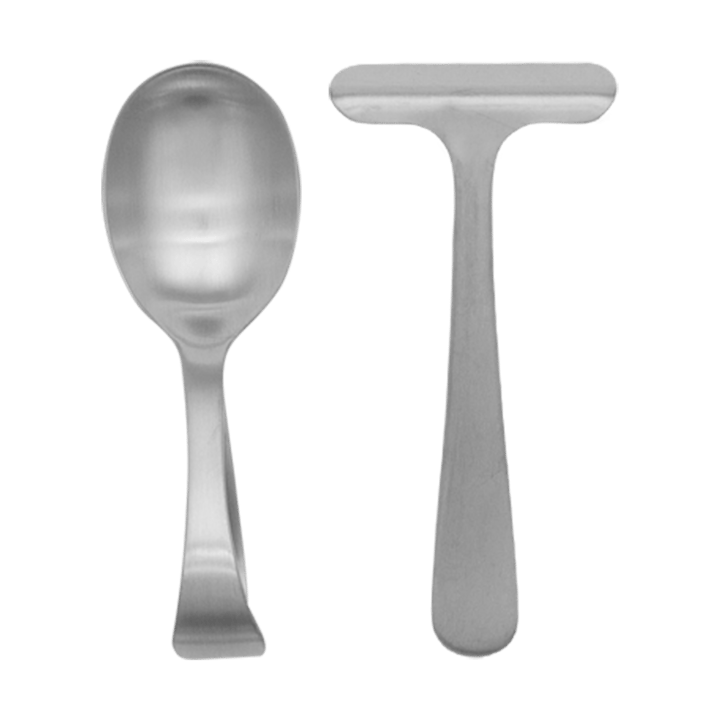 Couverts enfant et bavoir Grand Prix 3 pièces, Matte steel Kay Bojesen