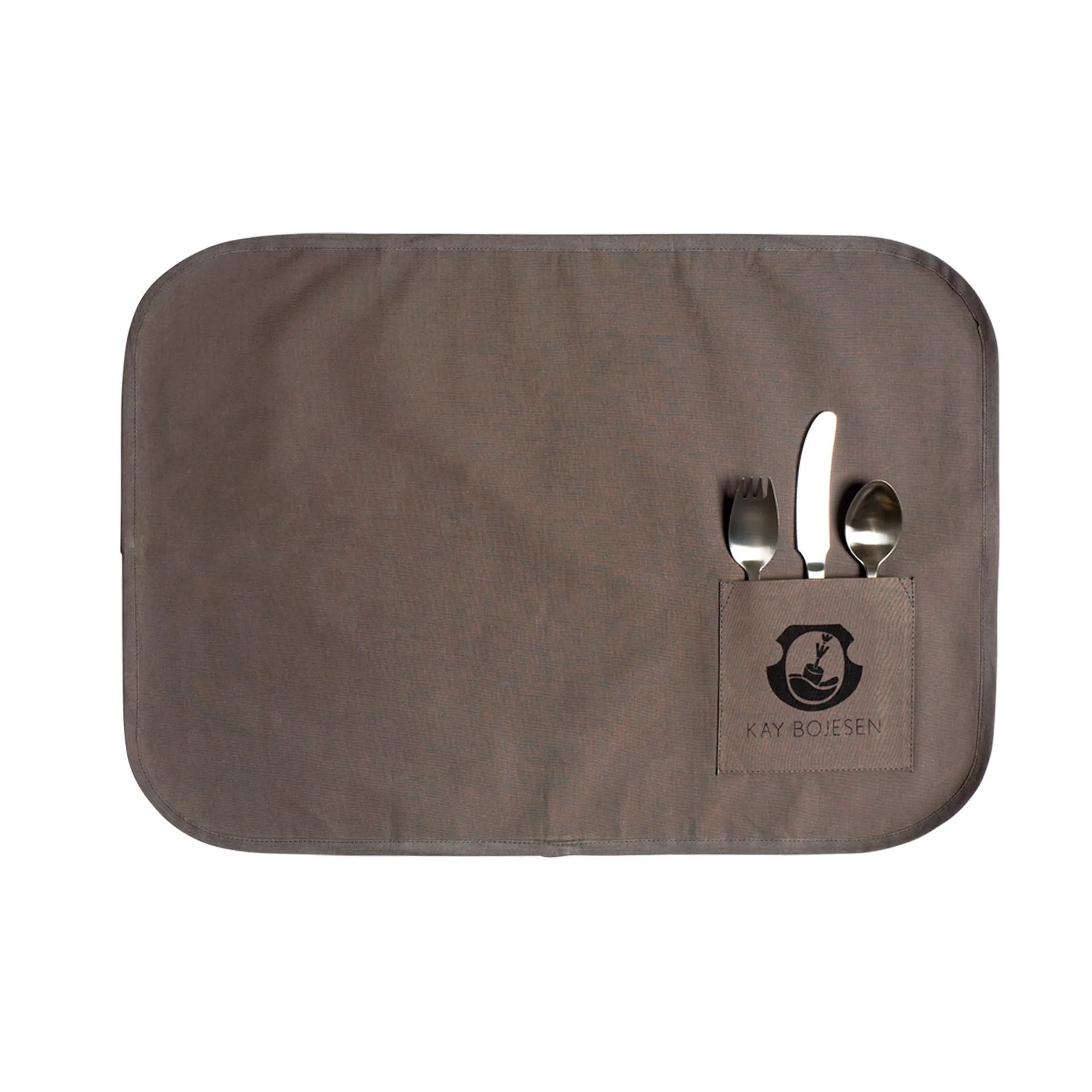 Couverts enfant et set de table Grand Prix 4 pièces, Matte steel Kay Bojesen