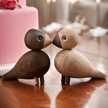 Lovebirds Kay Bojesen lot de 2 - chêne, 2 pièces, 8,8 cm - Kay Bojesen Denmark
