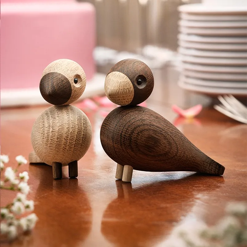 Lovebirds Kay Bojesen lot de 2, chêne, 2 pièces, 8,8 cm Kay Bojesen Denmark