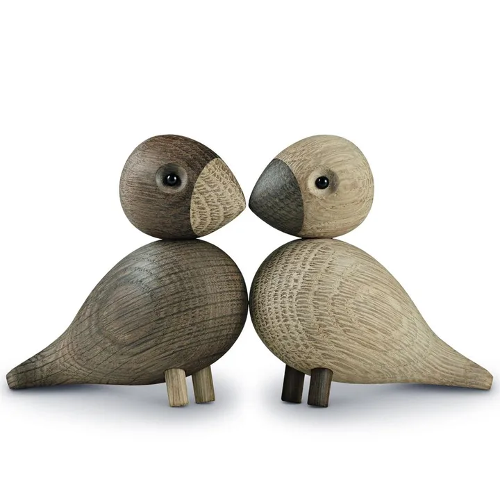 Lovebirds Kay Bojesen lot de 2 - chêne, 2 pièces, 8,8 cm - Kay Bojesen Denmark