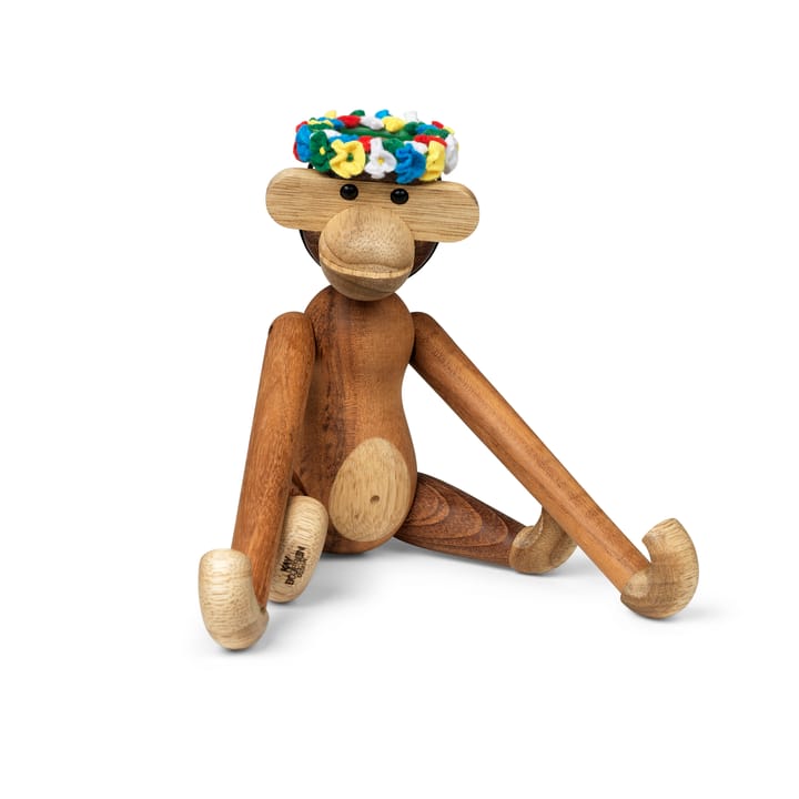 Petit singe Kay Bojesen avec couronne de fleurs  - Teak-bois limba 20 cm - Kay Bojesen Denmark