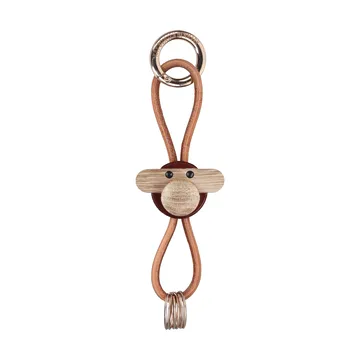 Porte-clés Kaj Bojesen singe - Bordeaux, cuir naturel - Kay Bojesen Denmark