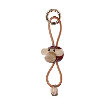 Porte-clés Kaj Bojesen singe - Bordeaux, cuir naturel - Kay Bojesen Denmark