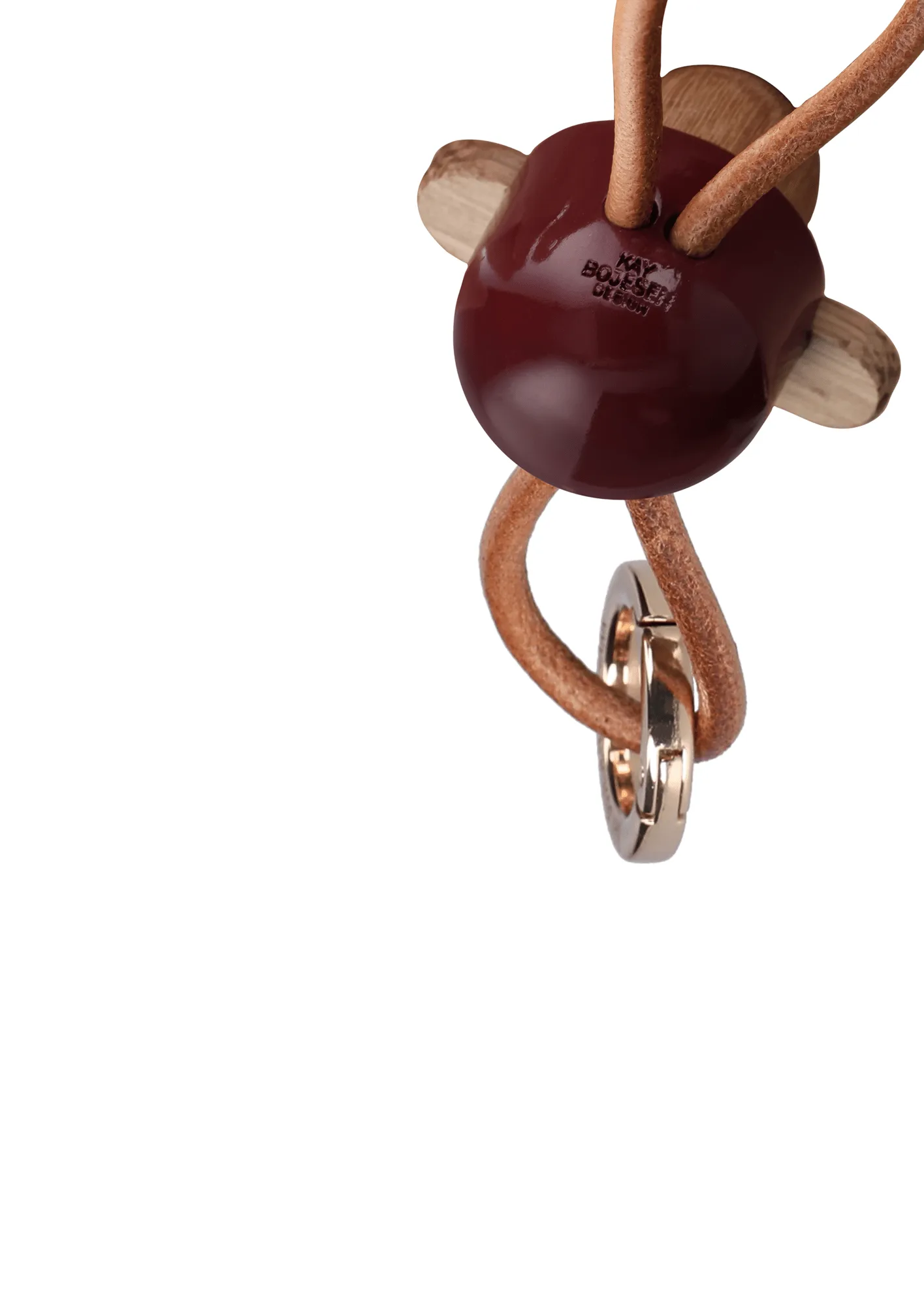 Porte-clés Kaj Bojesen singe, Bordeaux, cuir naturel Kay Bojesen Denmark