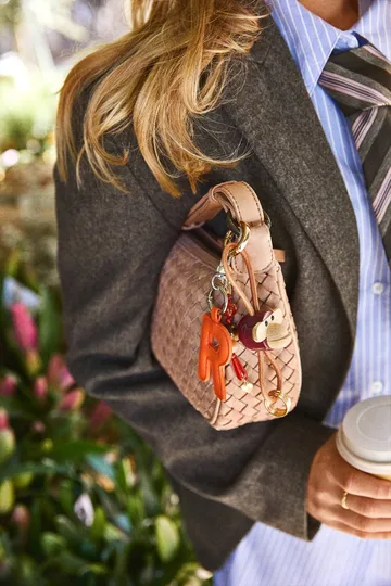 Porte-clés Kaj Bojesen singe - Bordeaux, cuir naturel - Kay Bojesen Denmark