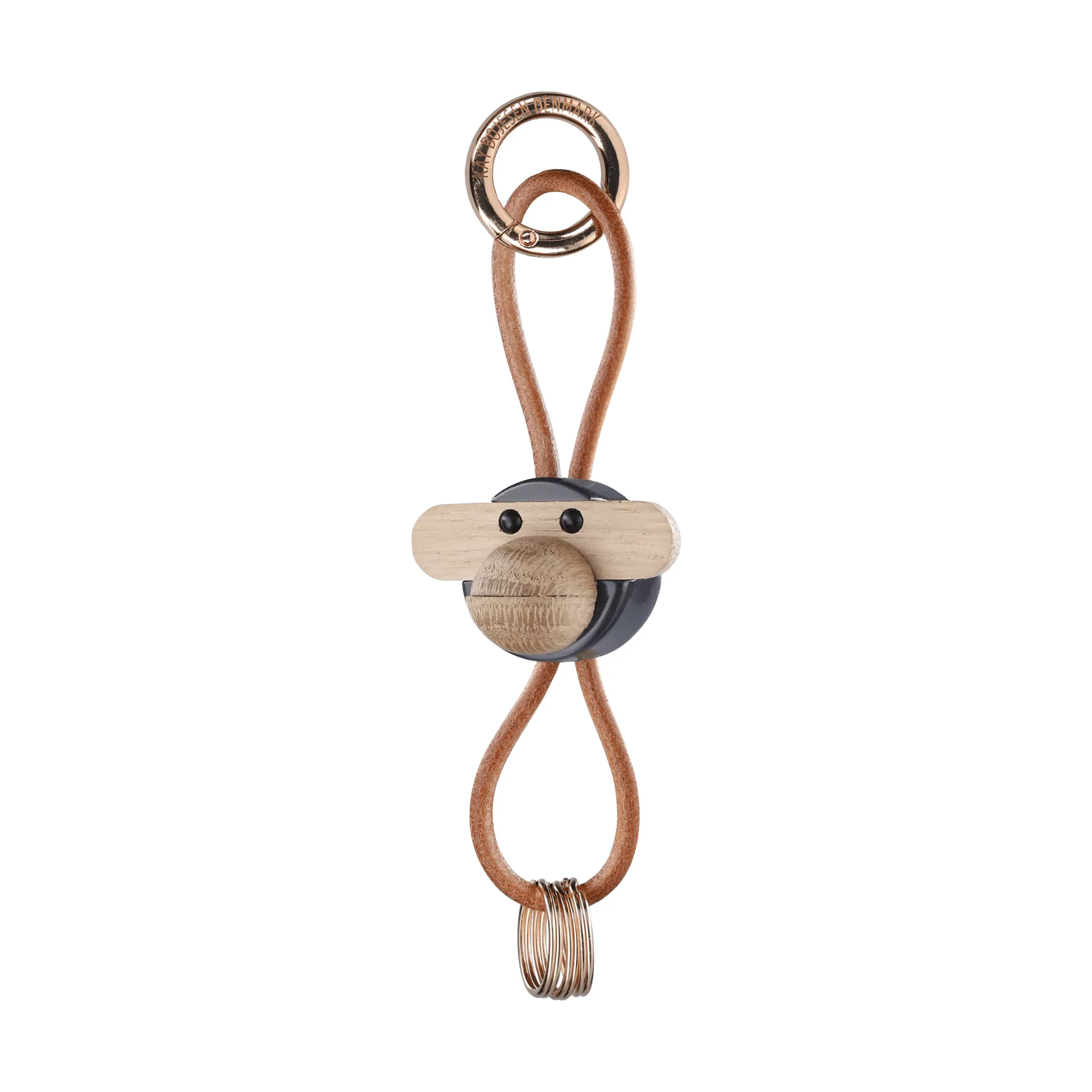 Porte-clés Kaj Bojesen singe, gris foncé, cuir naturel Kay Bojesen Denmark