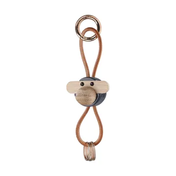Porte-clés Kaj Bojesen singe - gris foncé, cuir naturel - Kay Bojesen Denmark