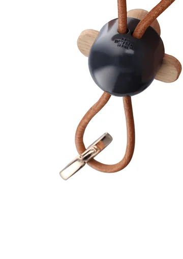 Porte-clés Kaj Bojesen singe - gris foncé, cuir naturel - Kay Bojesen Denmark