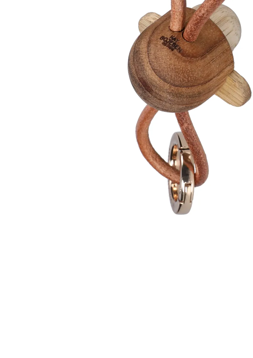 Porte-clés Kaj Bojesen singe, Teck-limba, cuir naturel Kay Bojesen Denmark
