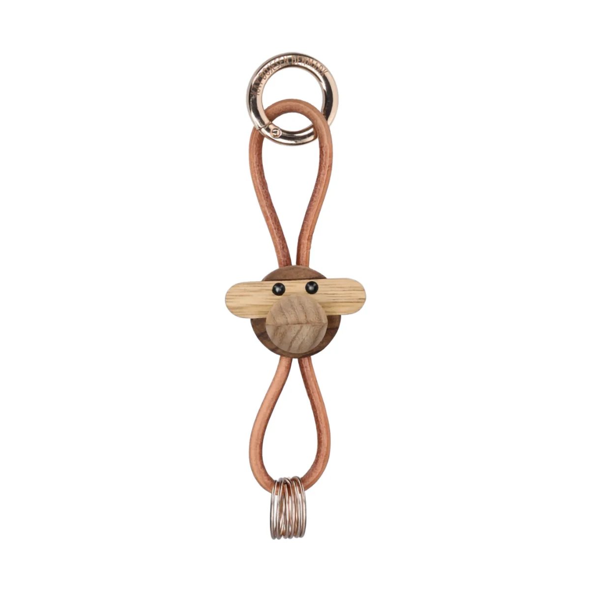 Porte-clés Kay Bojesen singe, Teck-limba, cuir naturel Kay Bojesen Denmark