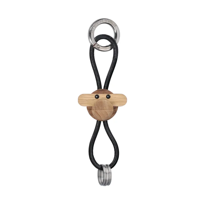 Porte-clés Kay Bojesen singe - Teck-limba, cuir noir - Kay Bojesen Denmark