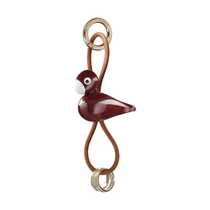Porte-clés oiseau Kaj Bojesen - Bordeaux, cuir naturel - Kay Bojesen Denmark