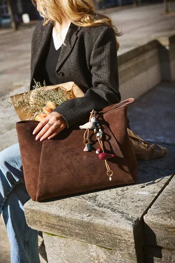 Porte-clés oiseau Kaj Bojesen - Bordeaux, cuir naturel - Kay Bojesen Denmark