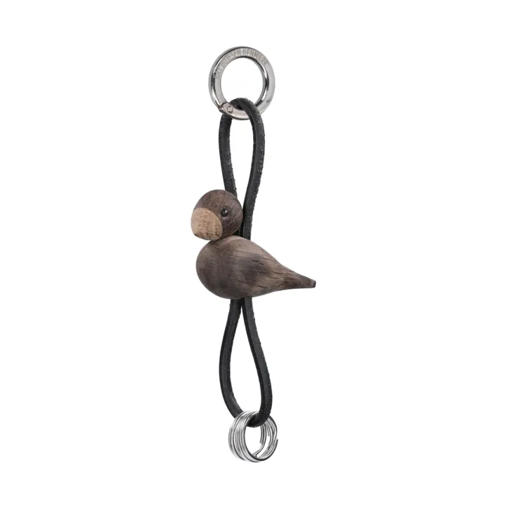 Porte-clés oiseau Kay Bojesen - Chêne fumé, cuir noir - Kay Bojesen Denmark