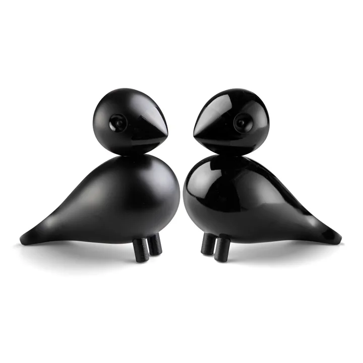 Set de figurines en bois Lovebirds Kay Bojesen - Noir, 8,8 cm - Kay Bojesen Denmark