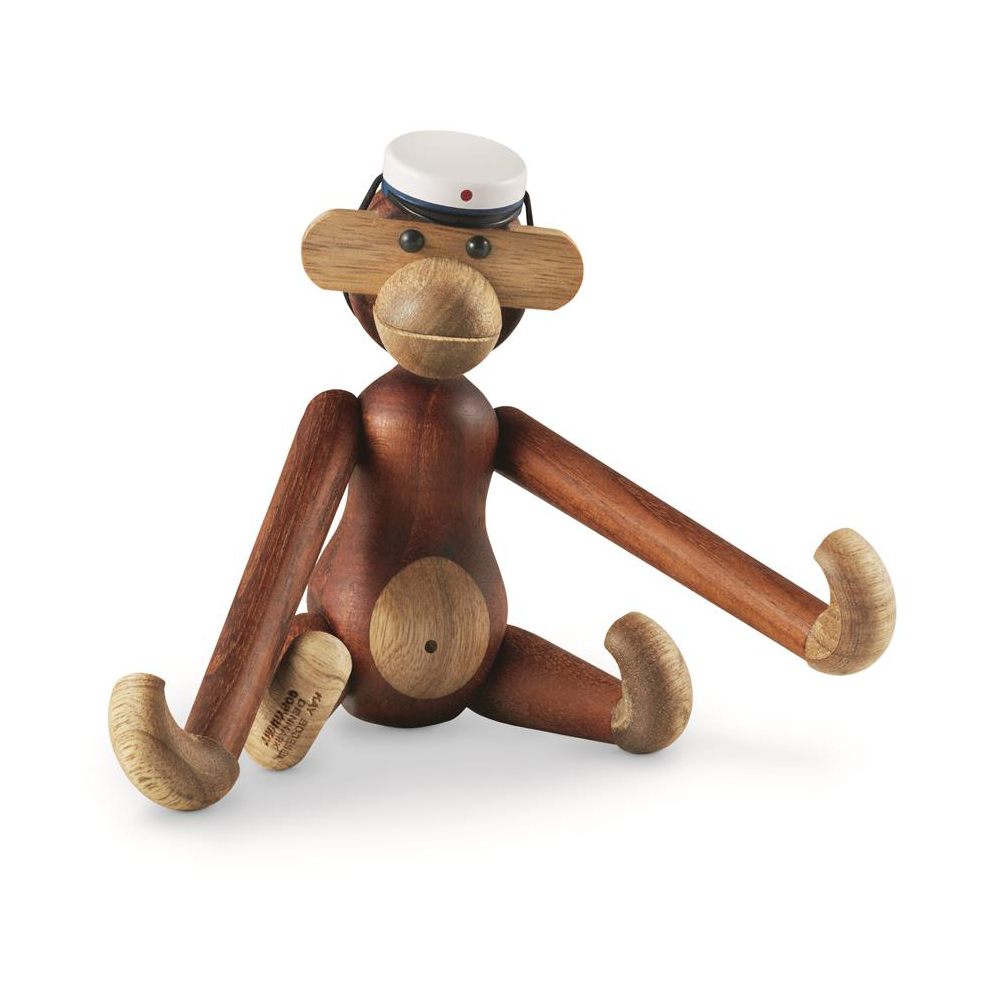Kay Bojesen Denmark Singe en bois Kay Bojesen avec son chapeau de diplômé bleu