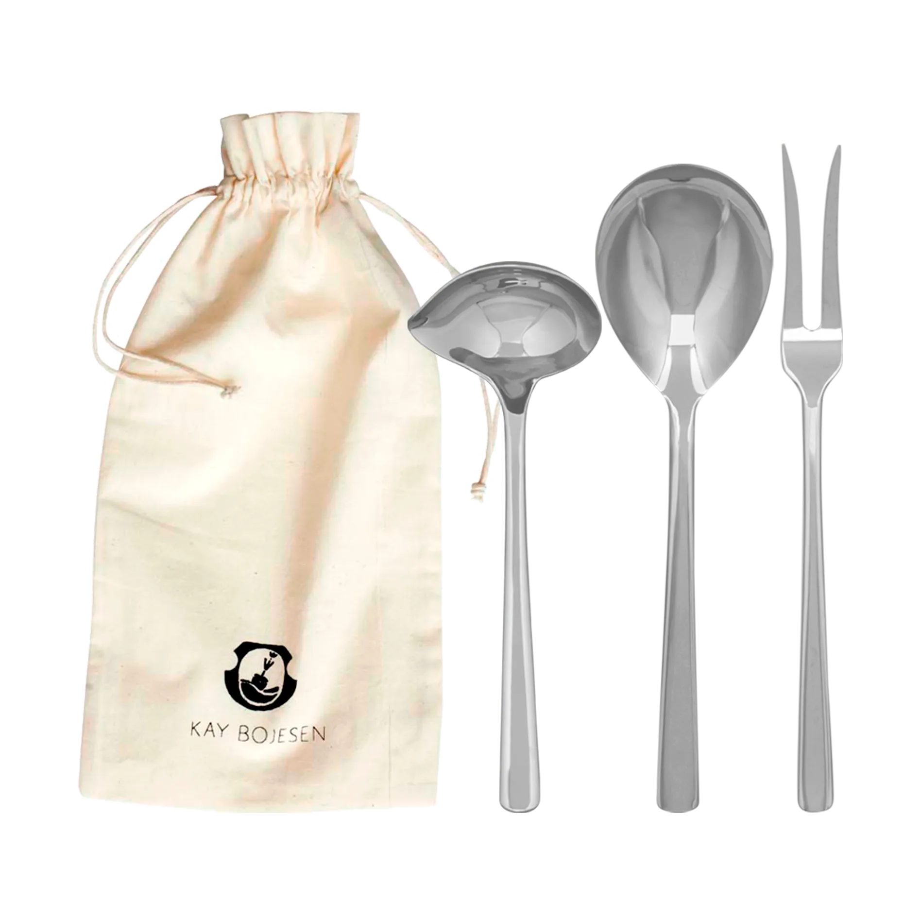 Set de service Grand Prix 3 pièces, Polished steel Kay Bojesen