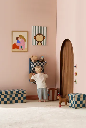 Étagère murale à poches à carreaux - Bleu-vert, 40x19x60 cm - Kid's Concept