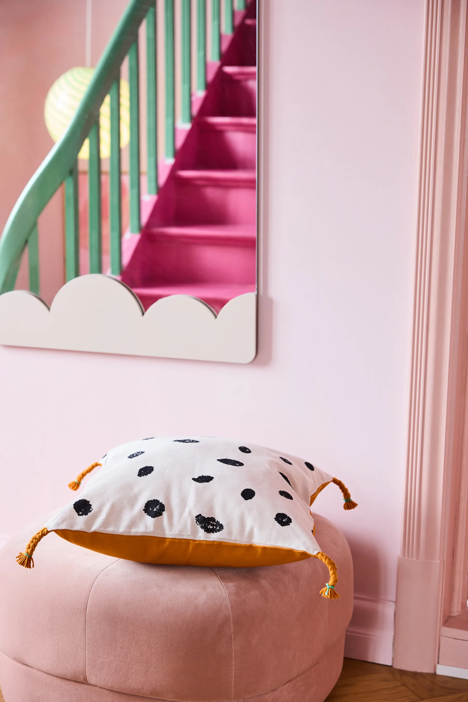 Housse de coussin Pippi 50x50 cm, Blanc-orange Kid's Concept