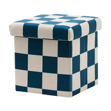 Pouf avec rangement à carreaux - Bleu-vert, 30x30 cm - Kid's Concept