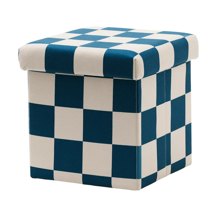 Pouf avec rangement à carreaux - Bleu-vert, 30x30 cm - Kid's Concept