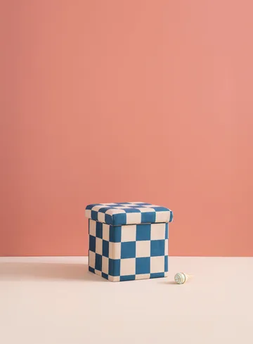 Pouf avec rangement à carreaux - Bleu-vert, 30x30 cm - Kid's Concept