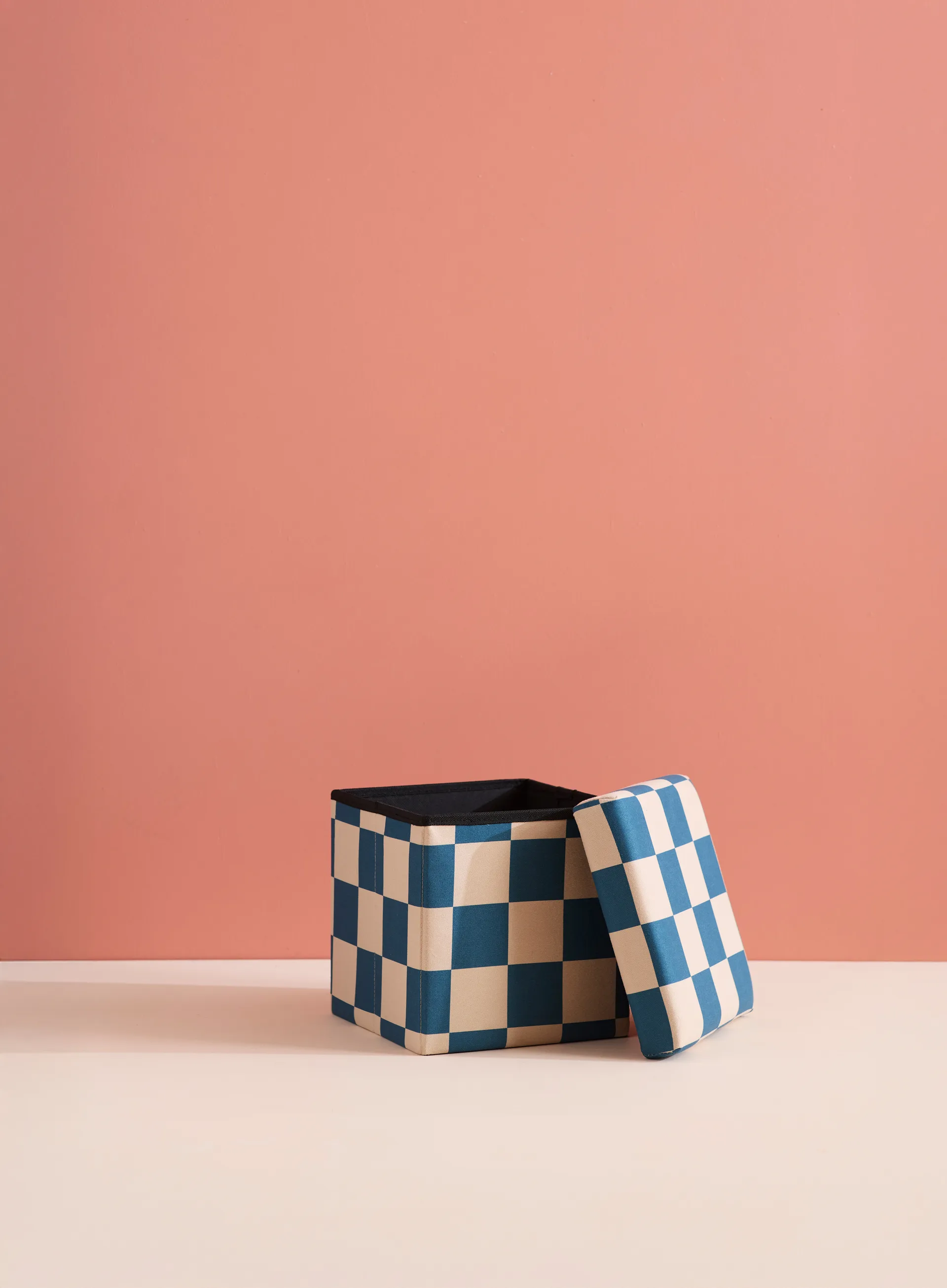 Pouf avec rangement à carreaux, Bleu-vert, 30x30 cm Kid's Concept