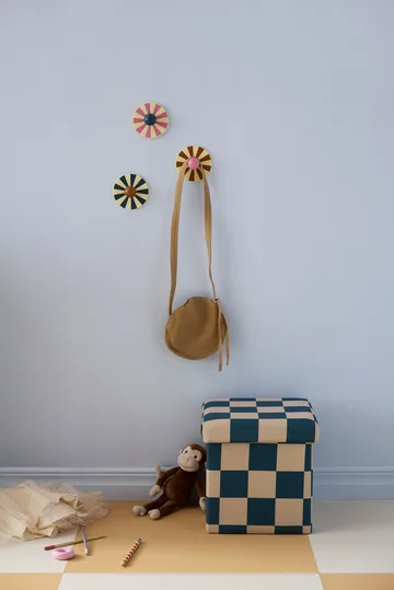 Pouf avec rangement à carreaux - Bleu-vert, 30x30 cm - Kid's Concept