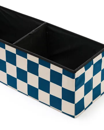 Pouf avec rangement à carreaux - Bleu-vert, 80x30x30 cm - Kid's Concept