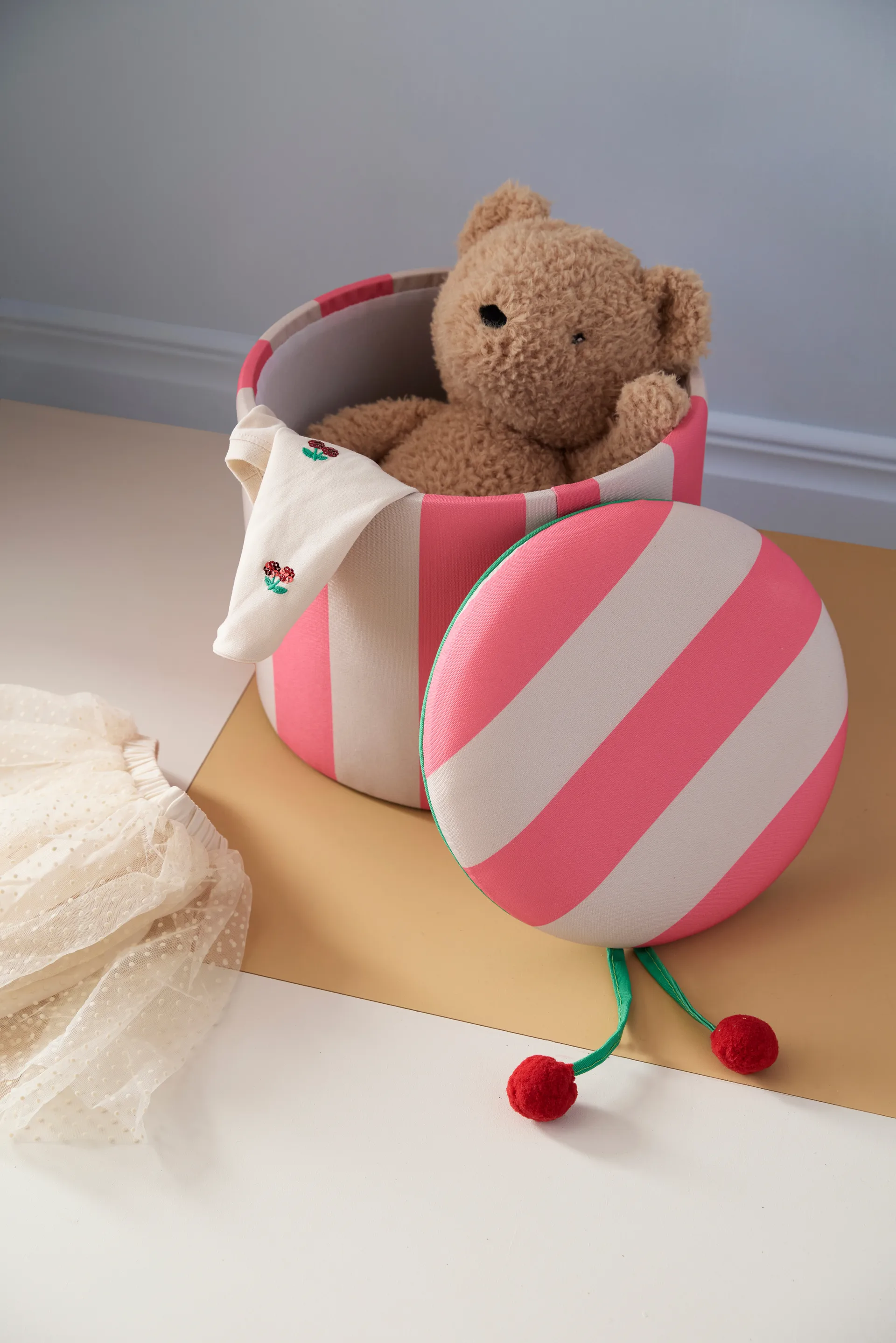 Pouf cylindre avec rangement, Rose, Ø40x30,5 cm Kid's Concept