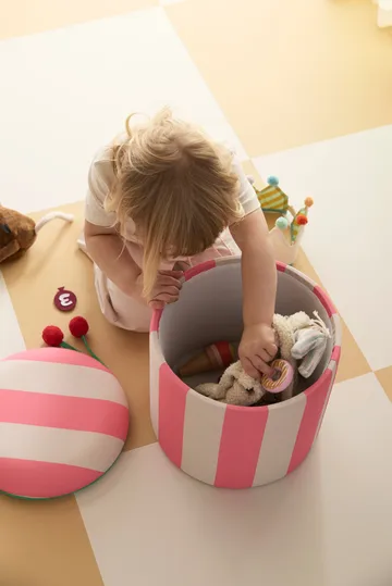Pouf cylindre avec rangement - Rose, Ø40x30,5 cm - Kid's Concept
