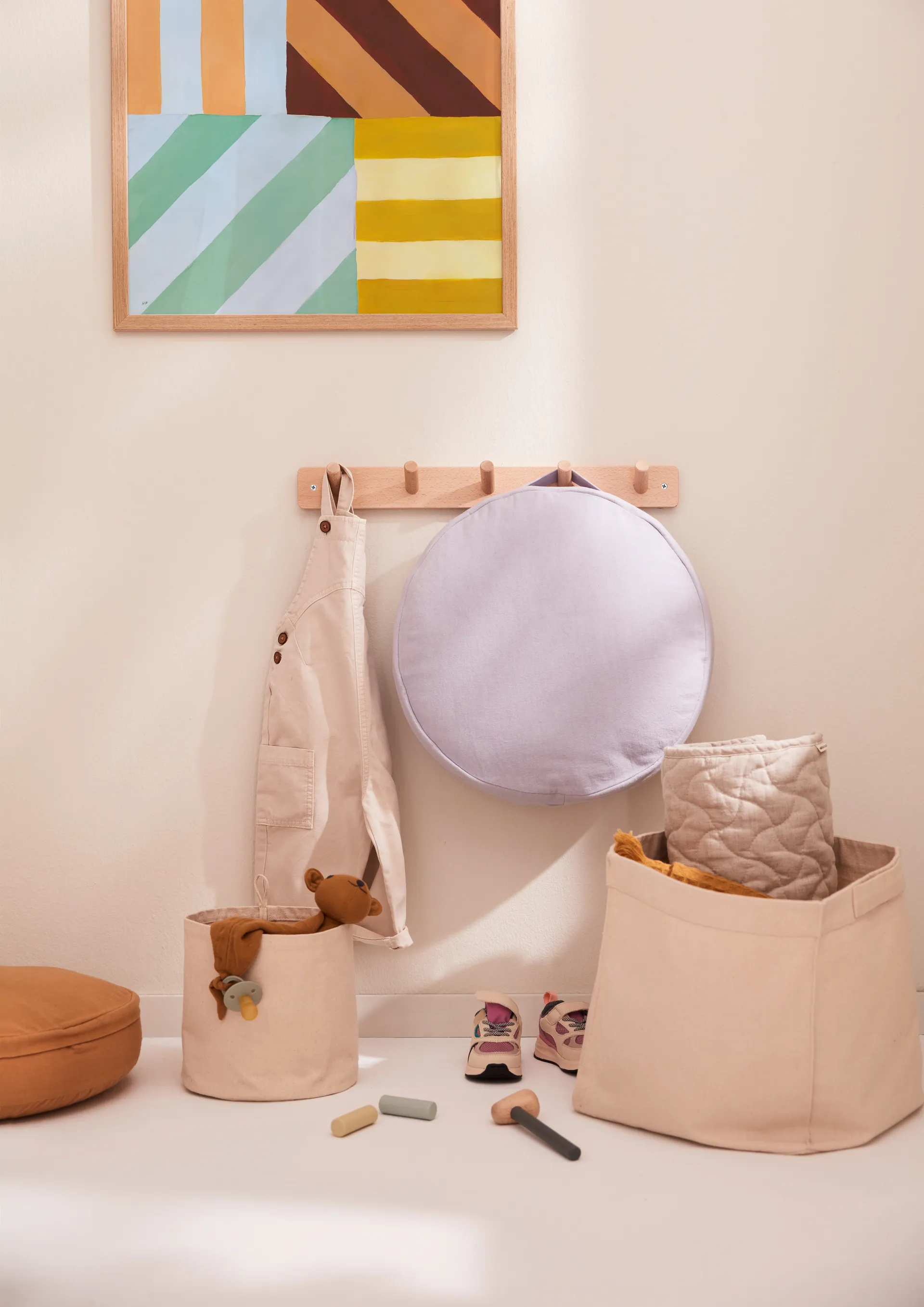 Rangement textile cylindre Kid's Base lot de 2, Blanc naturel Kid's Concept