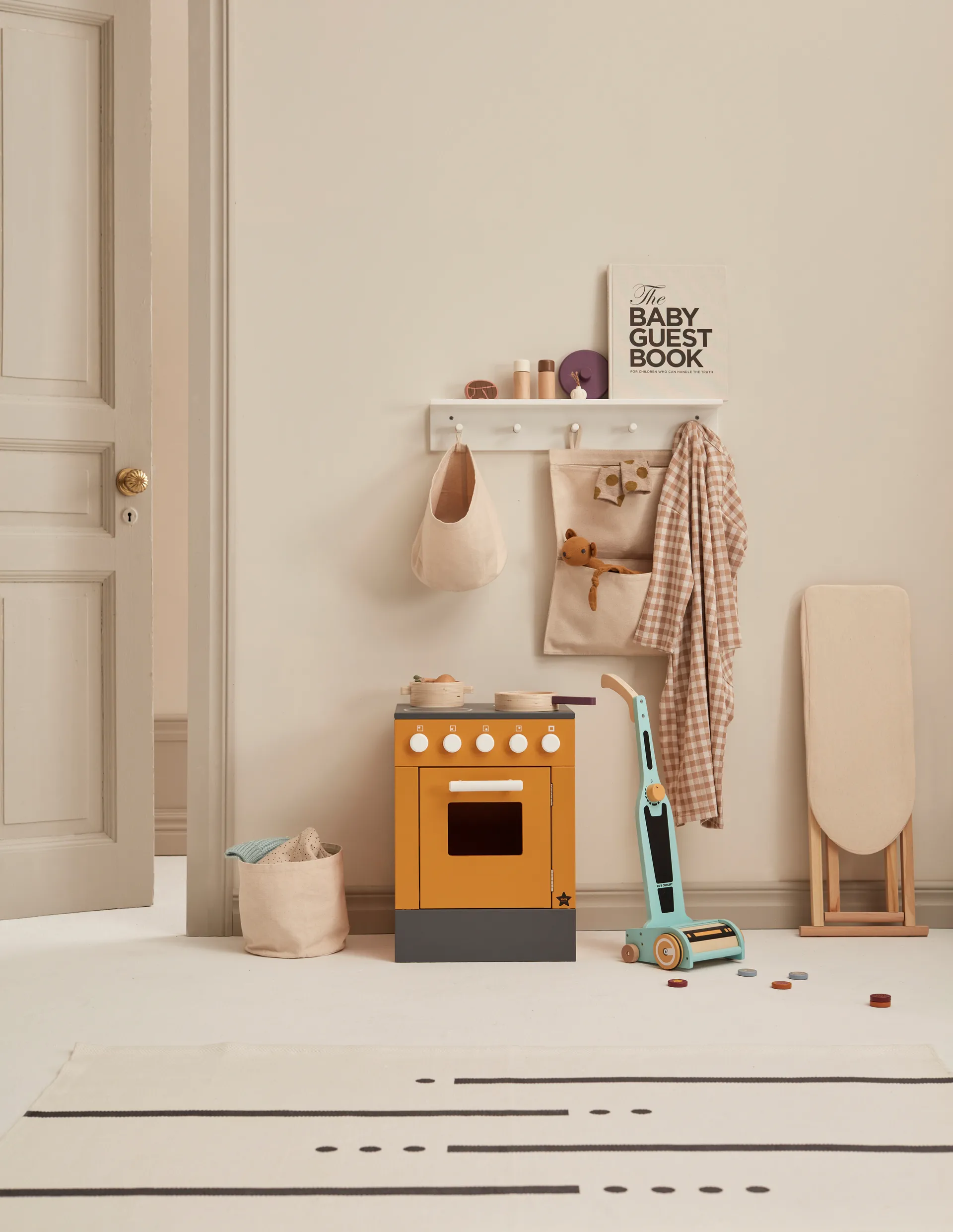 Rangement textile cylindre Kid's Base lot de 2, Blanc naturel Kid's Concept