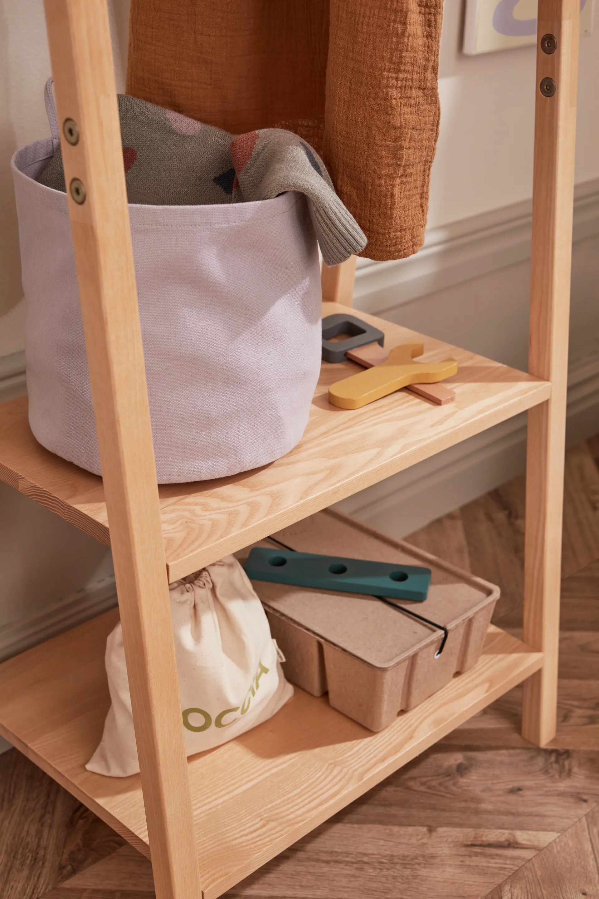 Rangement textile cylindre Kid's Base lot de 2, Violet Kid's Concept