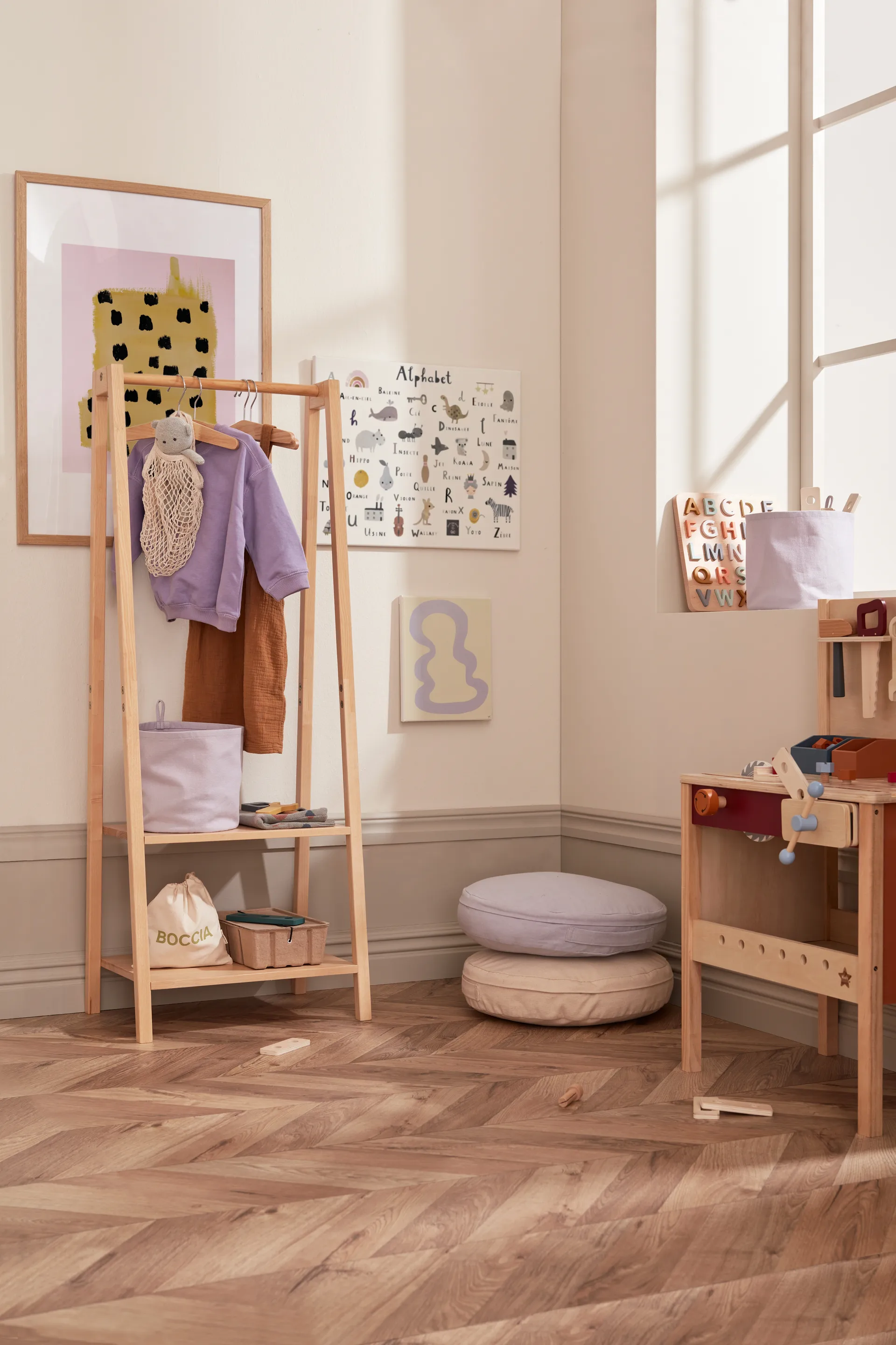 Rangement textile cylindre Kid's Base lot de 2, Violet Kid's Concept