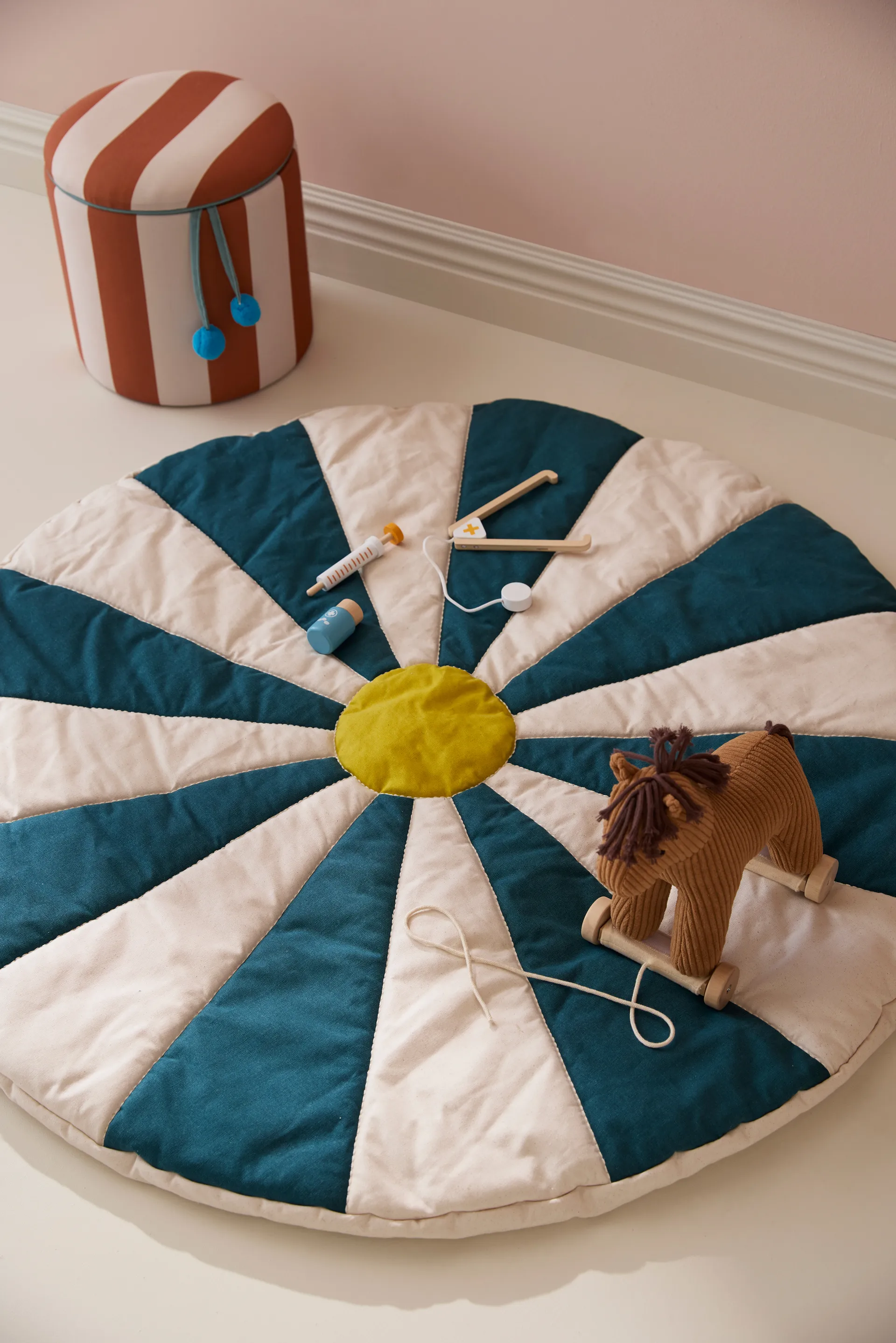 Tapis de jeu Cirkus, Bleu-vert, Ø112x2 cm Kid's Concept