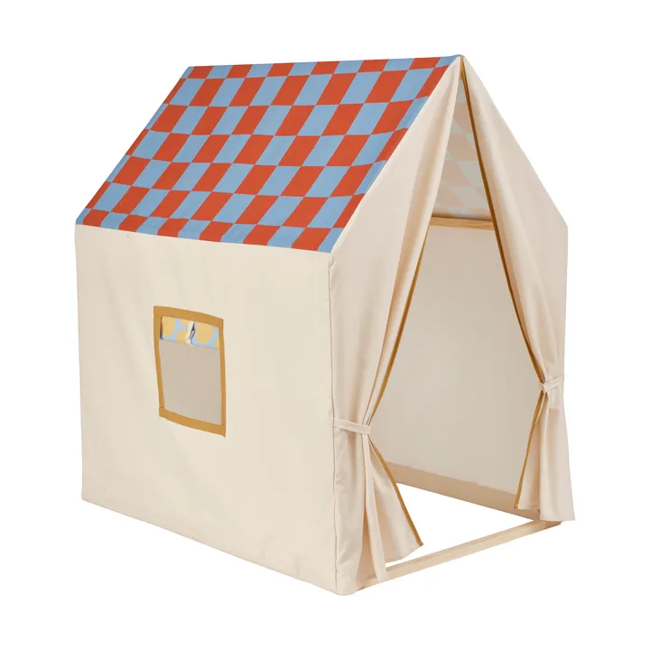 Tente maisonnette, 110x80x124 cm - Bleu colombe à carreaux - Kid's Concept