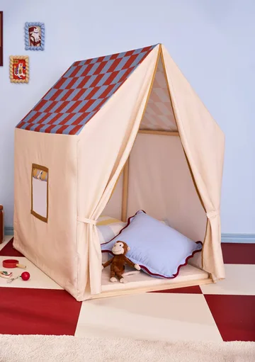 Tente maisonnette, 110x80x124 cm - Bleu colombe à carreaux - Kid's Concept
