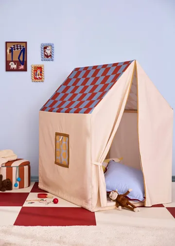 Tente maisonnette, 110x80x124 cm - Bleu colombe à carreaux - Kid's Concept