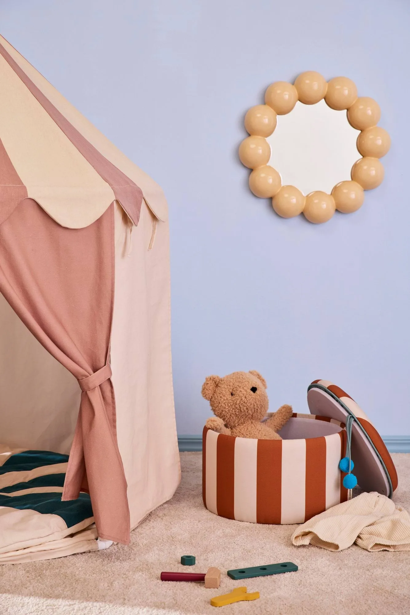 Tente pavillon Kid's Base, Rayure brun Kid's Concept