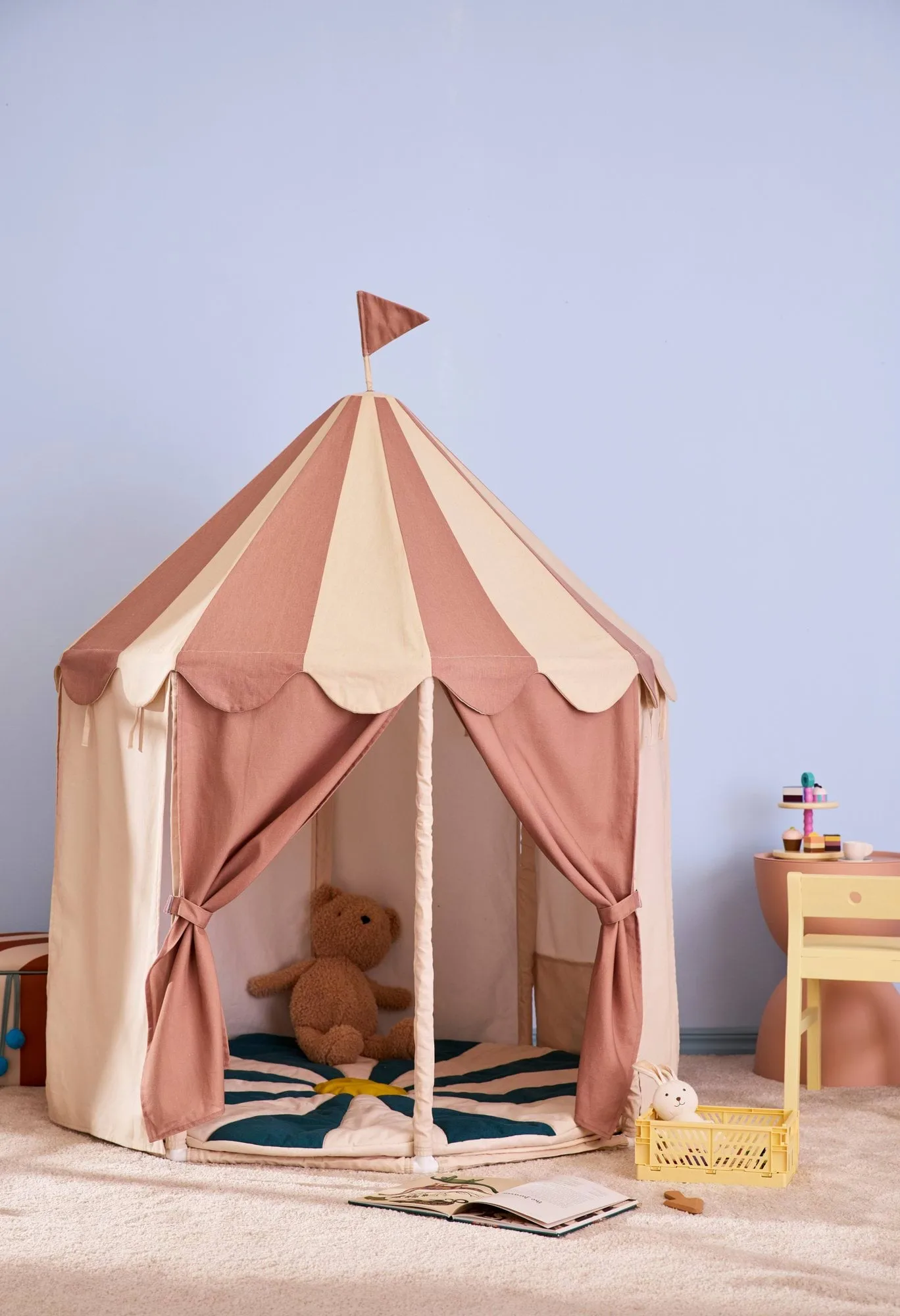 Tente pavillon Kid's Base, Rayure brun Kid's Concept