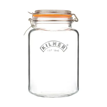 Bocal carré avec bouchon mécanique Kilner - Transparent-acier inoxydable, 3 L - Kilner