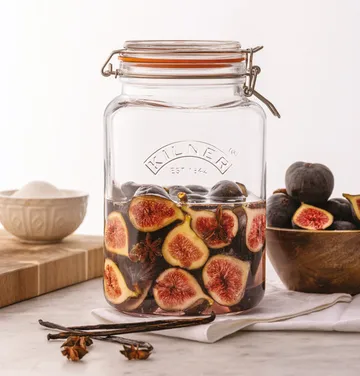 Bocal carré avec bouchon mécanique Kilner - Transparent-acier inoxydable, 3 L - Kilner
